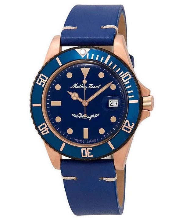

Mathey-Tissot Mathy Vintage Бронзовый автоматический кожаный ремешок с синим циферблатом Мужские часы H901BZBU синий