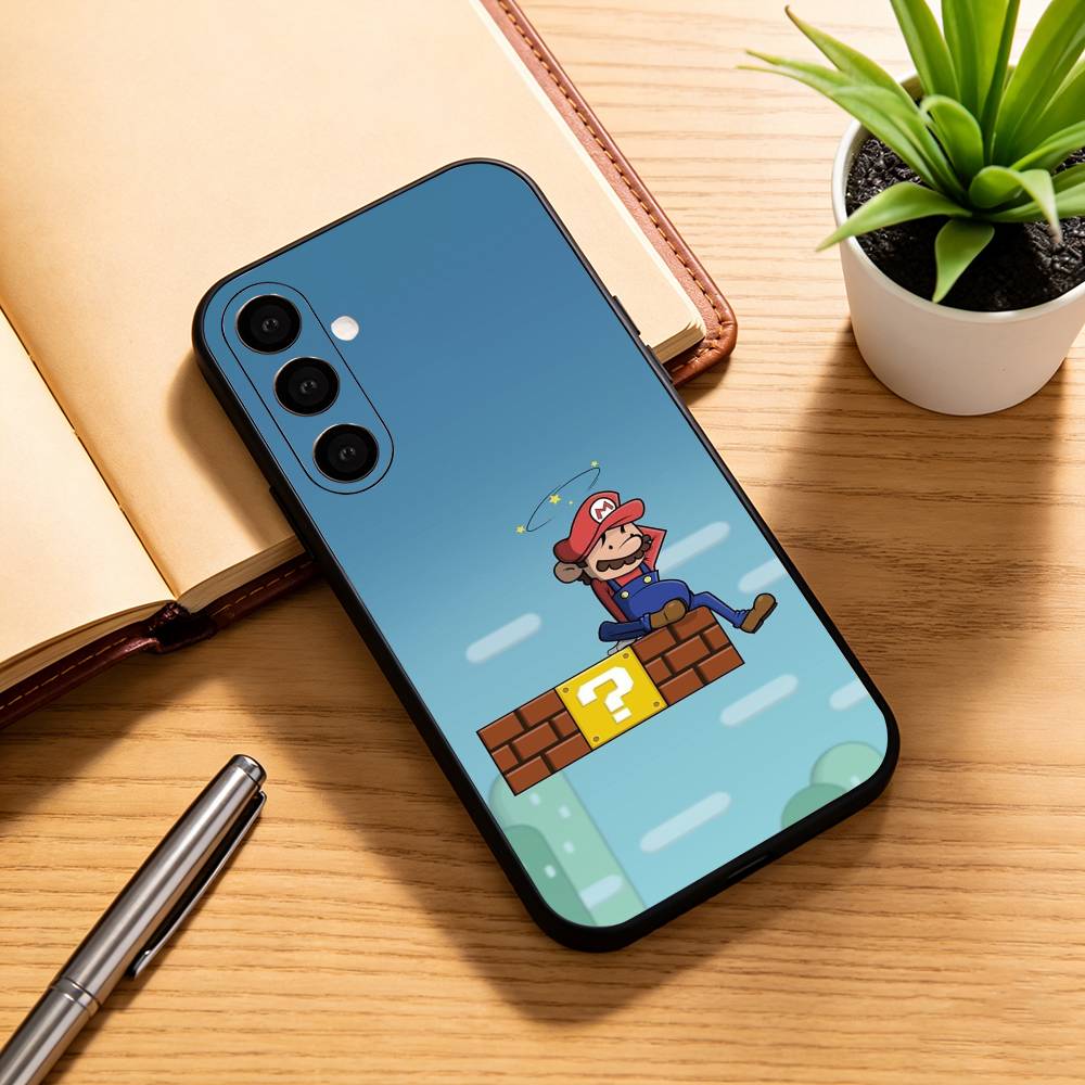Cartoon Super M-MarioS Bros  Phone Case Black Silicone Soft For Samsung Galaxy A73,A72,A71,A70,A53,A52,A51