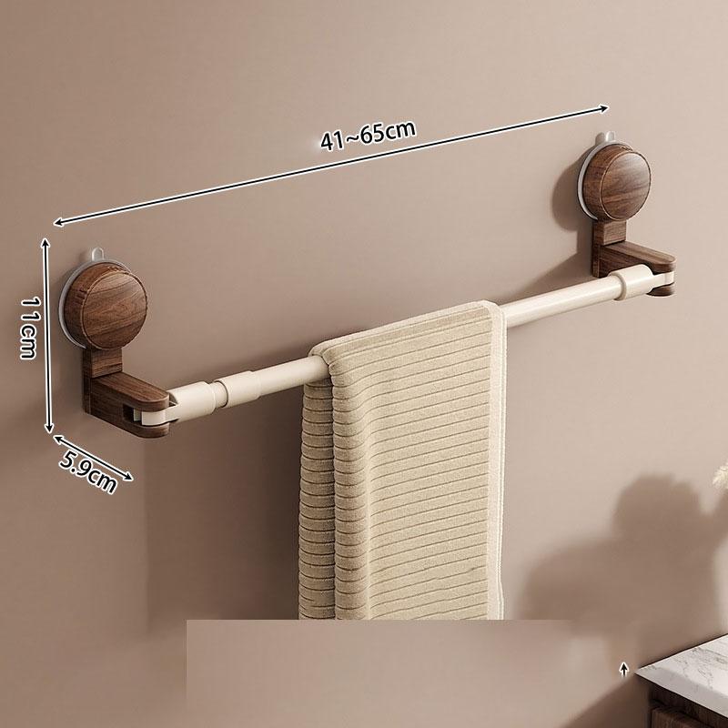 

Suction cup retractable towel rack for bathroom no punching walnut wood bathroom towel pole towel storage rack for towels