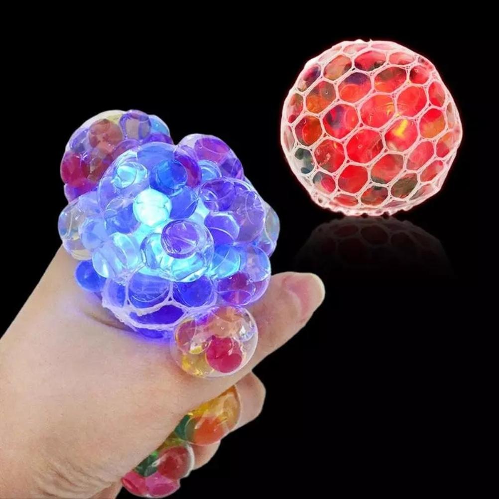 6CM Luminous Stress Balls Squeezing Grape Balls Bounce Decompression Toy Funny Soft Rubber Stress