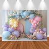 LS Photography Backdrop Cake Smash Birthday Party Kids Portrait Photo Background Spring Floral Butterfly Balloon Decor Props