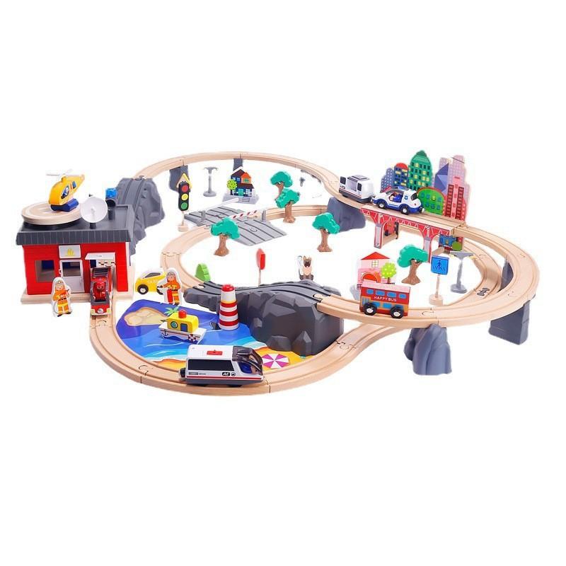 Track Small Train Free Assembly Wooden Track Suit Train Toys Children's Educational Toys