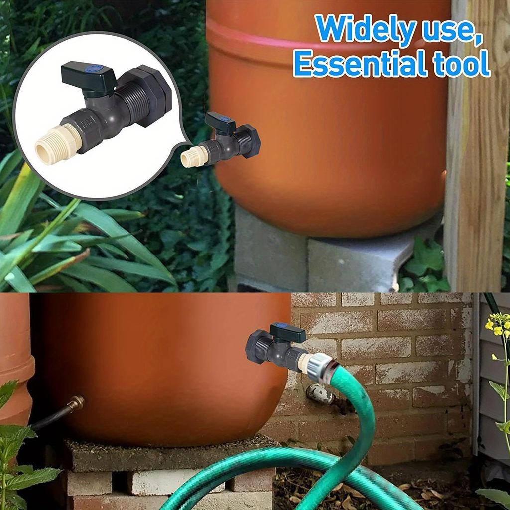 PVC Water Barrel Spigot Kit with Universal Connector and Wall Mount for Easy Garden Use