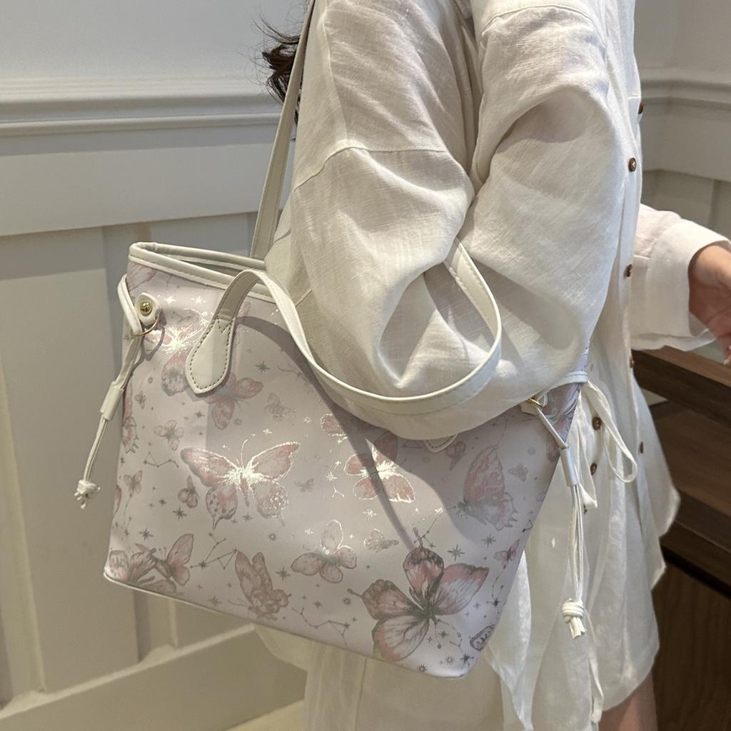 Premium Commuter Bag Women's Large-capacity Bag Class New Butterfly Fashion Versatile Casual College Student Shoulder Tote Bag