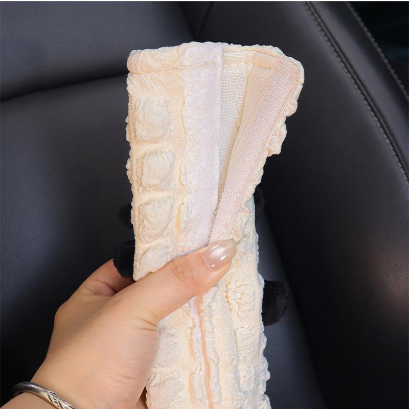 New Cute Cartoon Panda Car Seat Belt Cover Four Season Universal Soft Puff Material Auto Safety Shoulder Pad Car Decoration