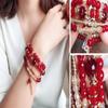 Adjustable Beaded Bracelet Bohemian Style Multi-layered Bracelet Set with Faux Pendants for Women Stackable Jewelry Set for Her