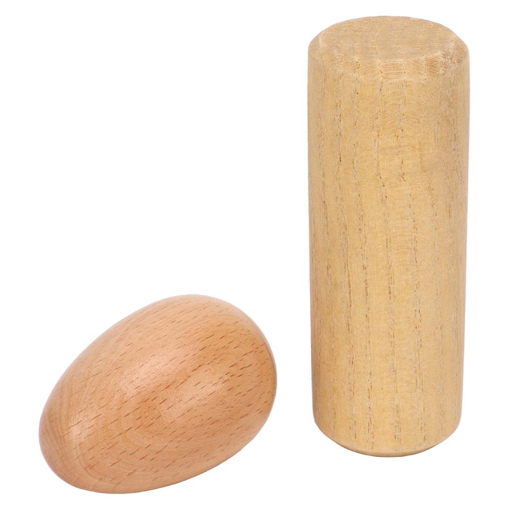 2KS Dřevěné vajíčko chrastítko Přírodní Bezpečné Hudební Ruční Perkusní Nástrojová Sada pro Děti