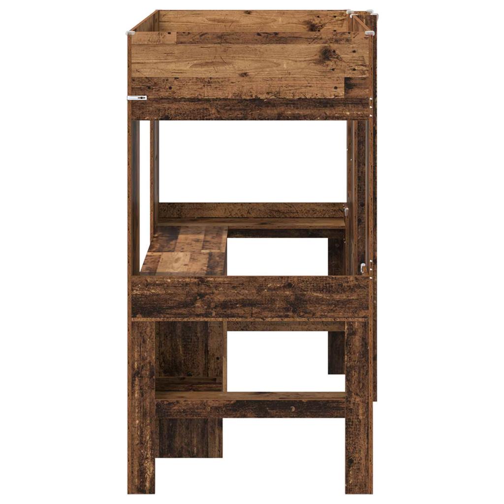 Loft Bed Frame with Desk Reclaimed Wood Look 90 x 200 cm