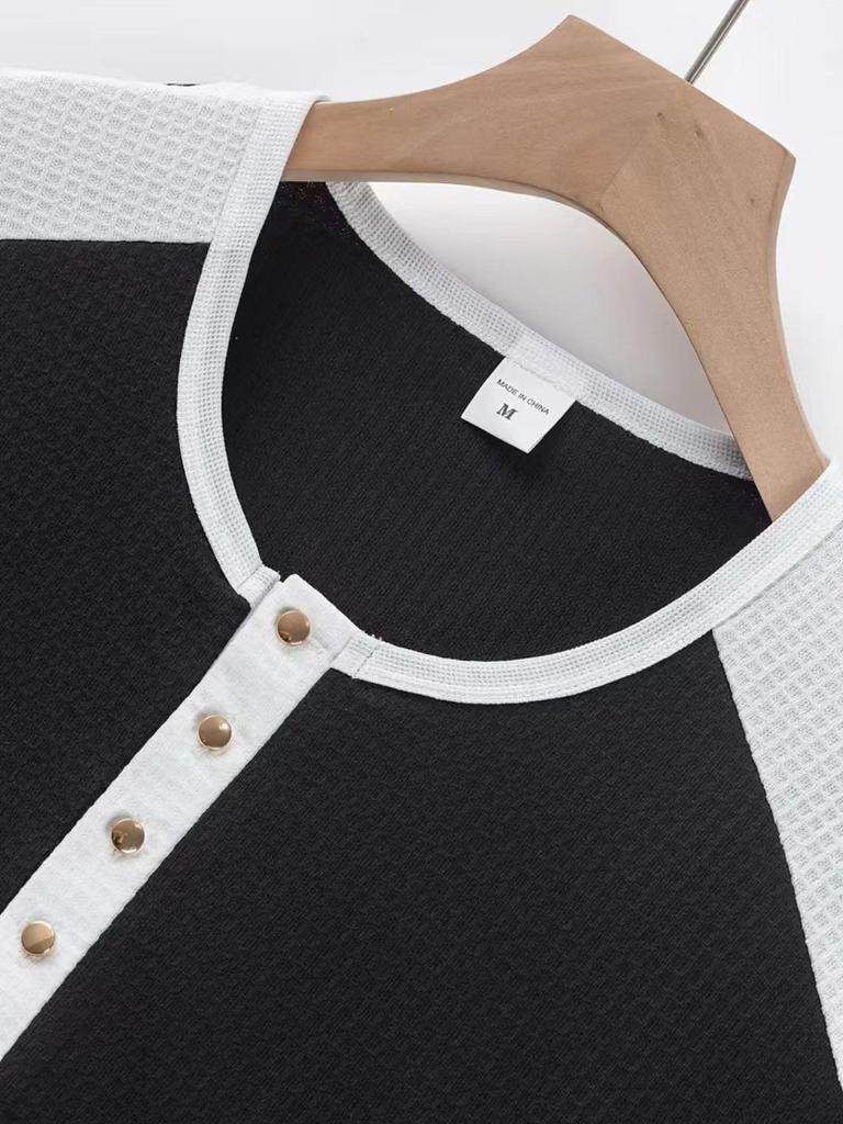 Men's European & American Style V-Neck Waffle Top - Breathable Autumn Casual Wear with Hot Buckle