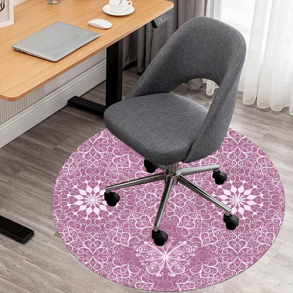 

1pc Floral Pattern Round Chair mat Area Rug - Non-Slip, Floor Mat for Office, Bedroom, and Indoor Decor c1118026 80cm by 80cm