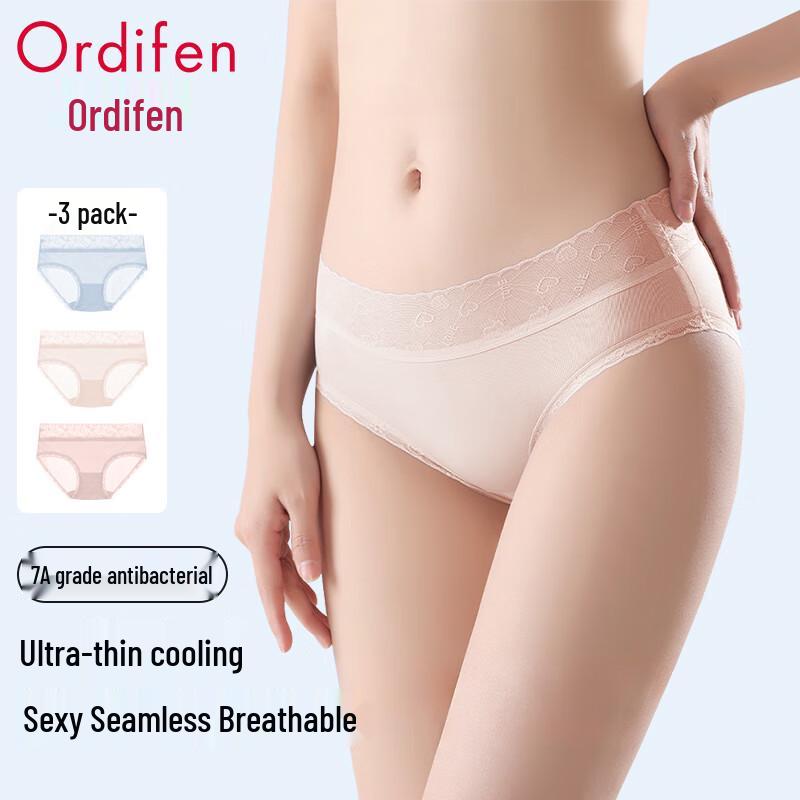 

Oudifen Women s Ice Silk Cotton-Crotch Briefs - 3 Pack M