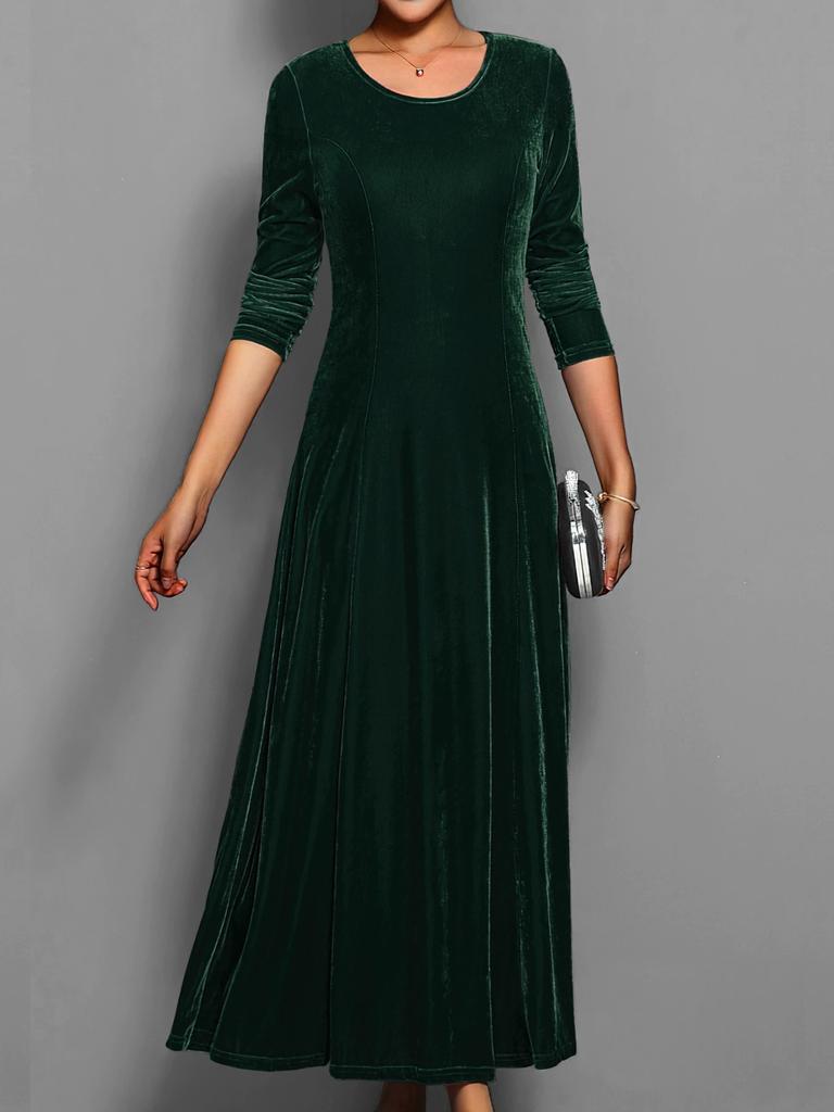 Stile Europeo e Americano Primavera e Autunno Nuovo Temperamento Elegante Abito di Velluto Abbigliamento Donna