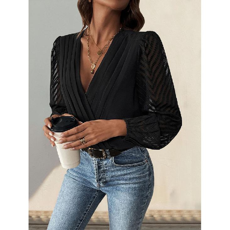 Ladies' New Versatile Work Four Seasons Leisure Daily Sexy Beautiful Loose Top Long Sleeve T-Shirt