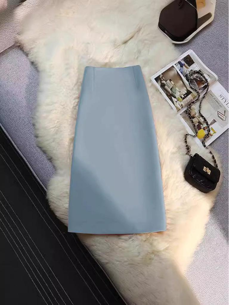 Kaki Hoge Taille A-lijn Midi Rok - Dames Lente/Herfst 2025 Collectie