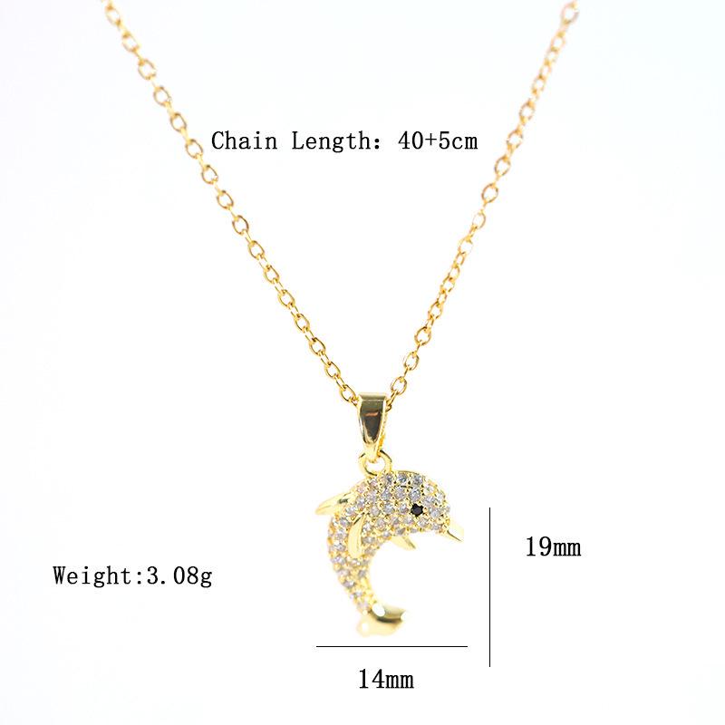 Sweet Dolphin Love Pendant Necklace - Titanium Steel, Full Diamond, Clavicle Chain, Perfect Gift for Women or Girlfriend