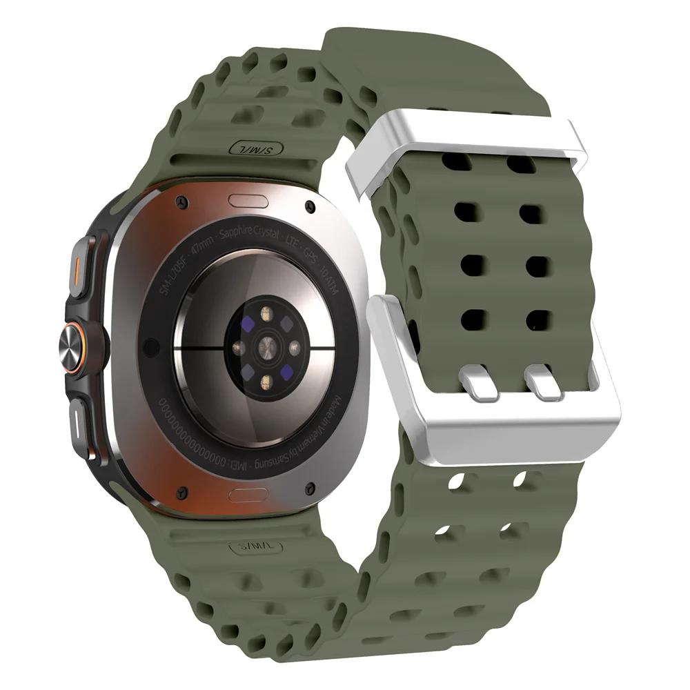 Marine Band For Samsung Galaxy Watch ultra Strap 47mm Accessories Two color Sport silicone Bracelet Galaxy Watch 7 ultra Straps
