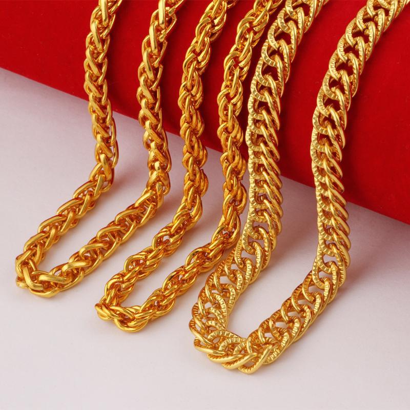 Gold Plated Alloy Chain Necklace Fadeproof Hypoallergenic Long Lasting Shine Dainty Thin Chain for Women Daily All-day Wear
