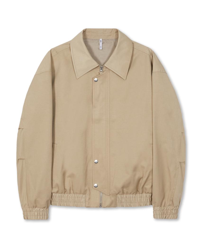 West Grand Boulevard Oversized Placket Satin Blouson Beige