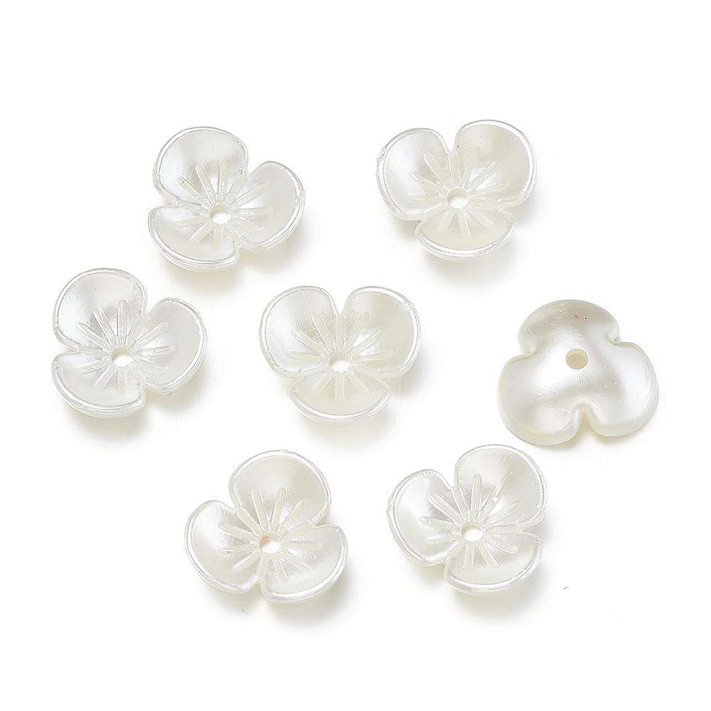 100pcs/lot Spacer Beads Pearl White Imitation Pearl Flower End Bead Caps For  DIY Jewelry Making Findings Accessories