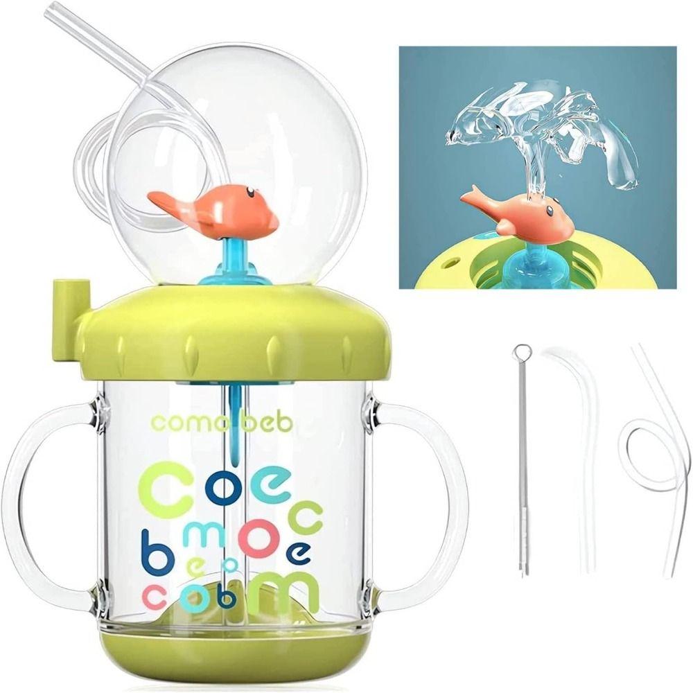 Widened Handle Whale Fountain Tumbler Double Drinking Lid Whale Cup Whale Spray Sippy Cup
