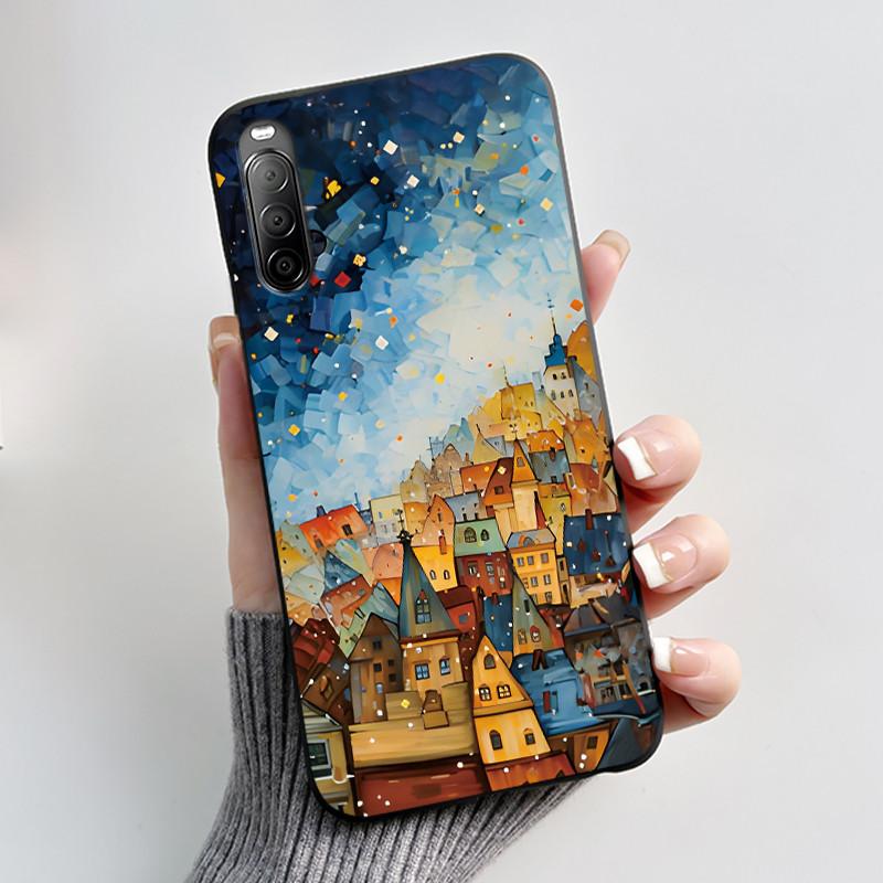 Fodral För Sony Xperia 10 II / 10 III Mobilskal Estetiskt Mode Söt Katt Astronaut Svart Silikon Mjuk Stötdämpande Baksidesskydd