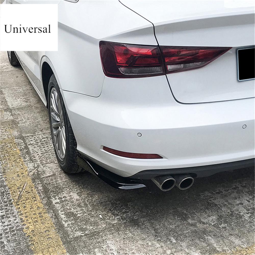 Universal Car Rear Bumper Spoiler Canards Fins Anti-Crash Diffuser Lip Wrap Kits