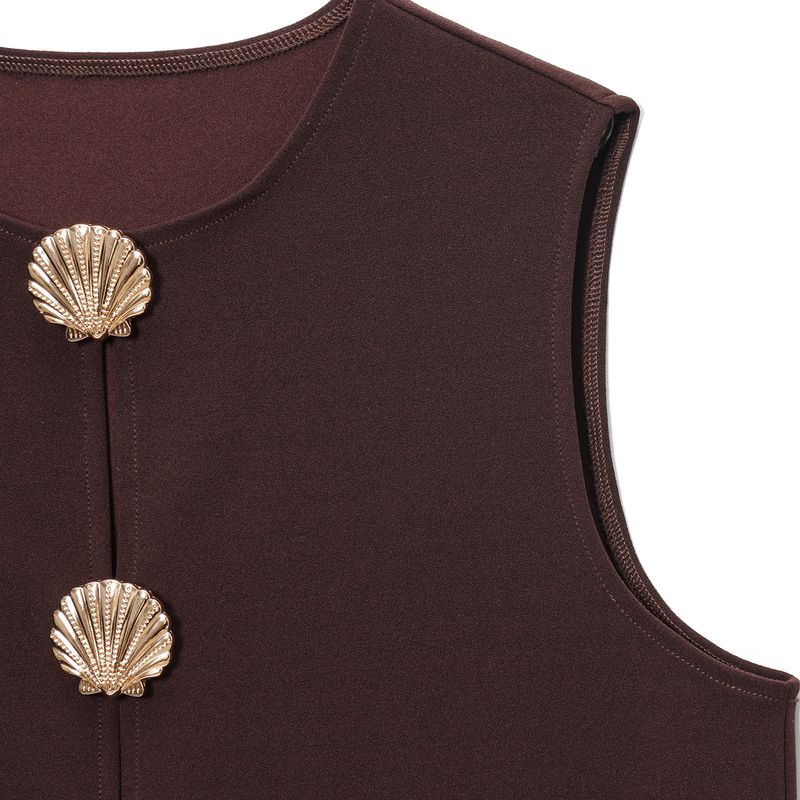 Jnleaog Spring New Arrival Women's Clothing Fashion Style French Fashion Design Vest Fastener Decoration Tops