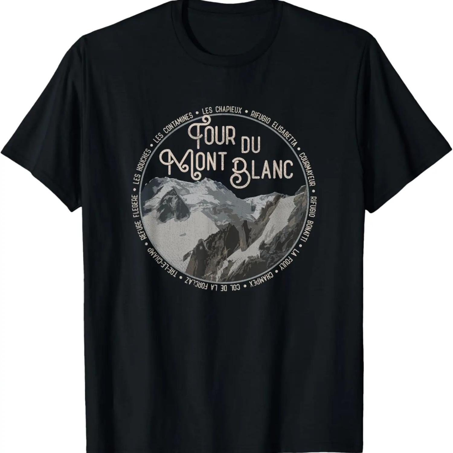 Tour du Mont Blanc Gear European Hiking Trail Souvenir Hiker T-Shirt XXXXXL чёрный