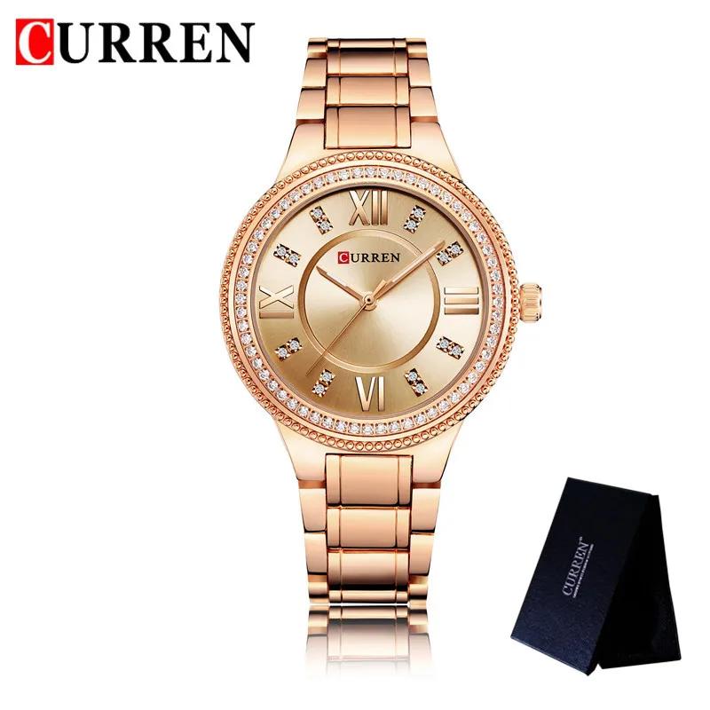 CURREN Fashion Women Watch Top Brand Luxury Ladies Girl Wristwatch Black Stainless Steel Bracelet Classic Female Clock Gift 9004