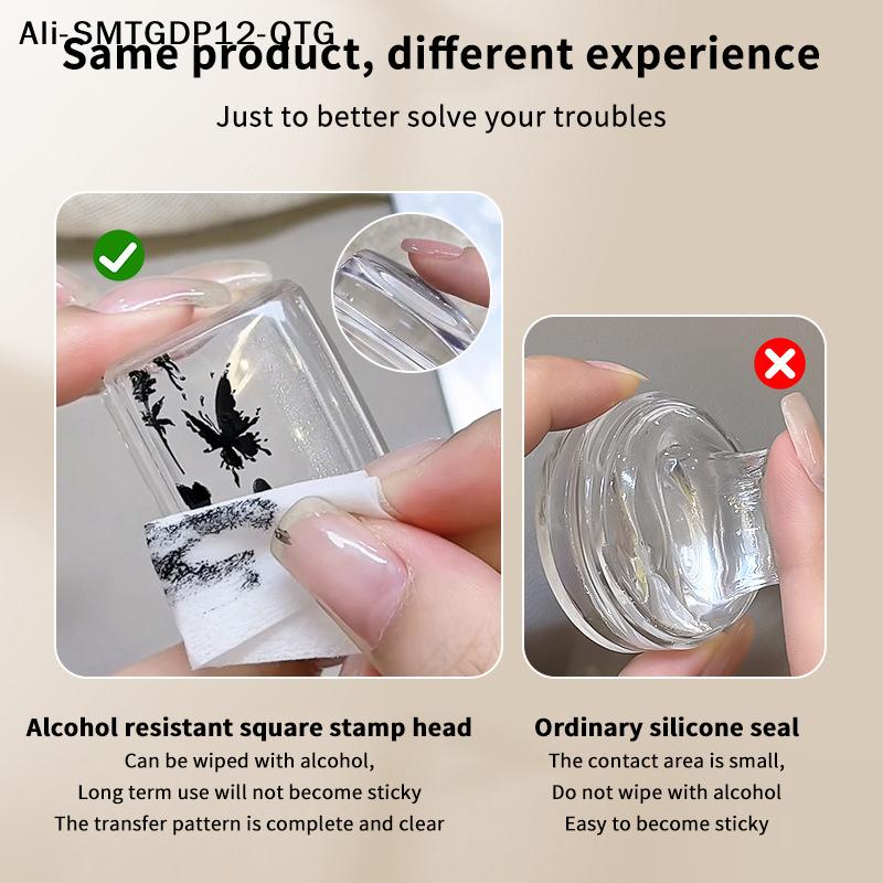 Transparent Rectangle Nail Art Stamper With Scraper Silicone Head Transfer Tool Fast Clear Jelly French Stamping Manicure