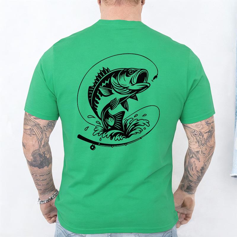 T-shirt per Amanti della Pesca da Uomo Cuore da Pescatore Stampa Pesce Persico Grafiche Magliette Casual a Manica Corta Abbigliamento Maschile Oversize