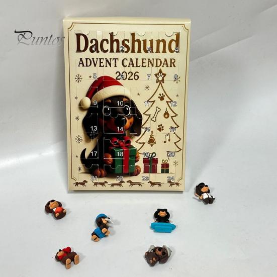 Cute Animal Toy Collection 2026 Owl/Dog Advent Calendar, 24 Days Christmas Countdown with Mini Theme Surprise Figurine Ornaments, PVC Collectible