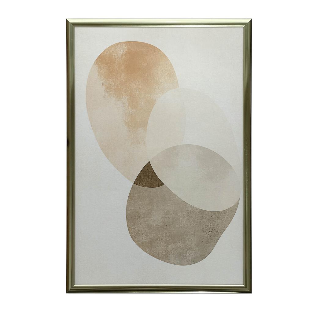 Abstrakcyjne Koła - Minimalistyczna Sztuka Abstrakcyjne Koła - Minimalistyczna Sztuka, 30X40 Cm, Rama Drewniana Ciemny Brąz, Papier Matowy 230 Gsm