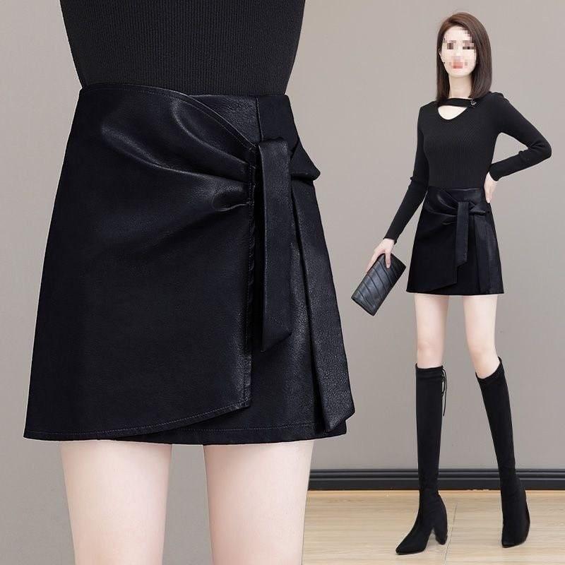 Brand High Waist Short Leather Skirt With Asymmetrical Design For Women
