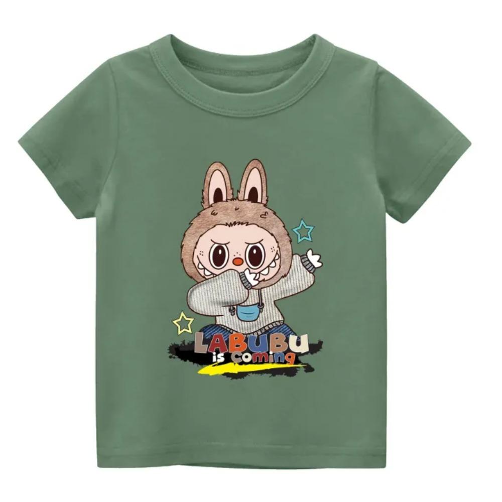 2025 New Children's T-shirt Casual Style LABUBU Printed Round Neck Short Sleeve Casual Girls' Top