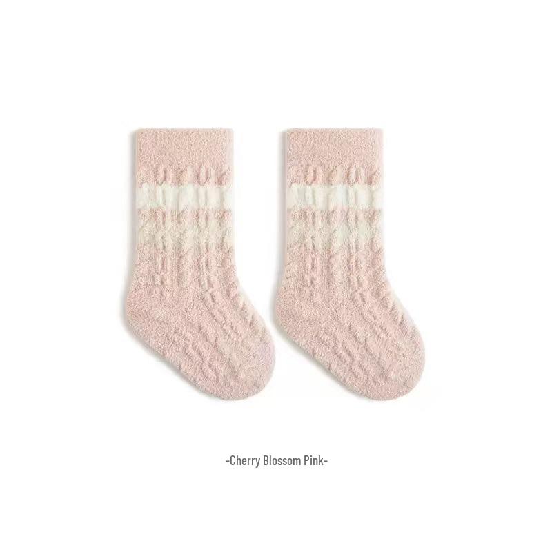 Autumn & Winter Plush Non-Slip Socks: Unisex Infant & Toddler Mid-Calf Indoor Walking Socks