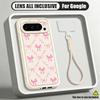 Cherry Bowknots Print Lanyard Case For Google Pixel 10 Pro Pixel 9A 9 Pro XL 8 7 8A 7A Shockproof Bumper Soft Silicone Cover