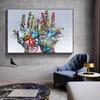 Modern Abstract Wall Art Canvas Street Graffiti Holding Hands Poster Print for Bedroom Living Room Home Decor Gifts