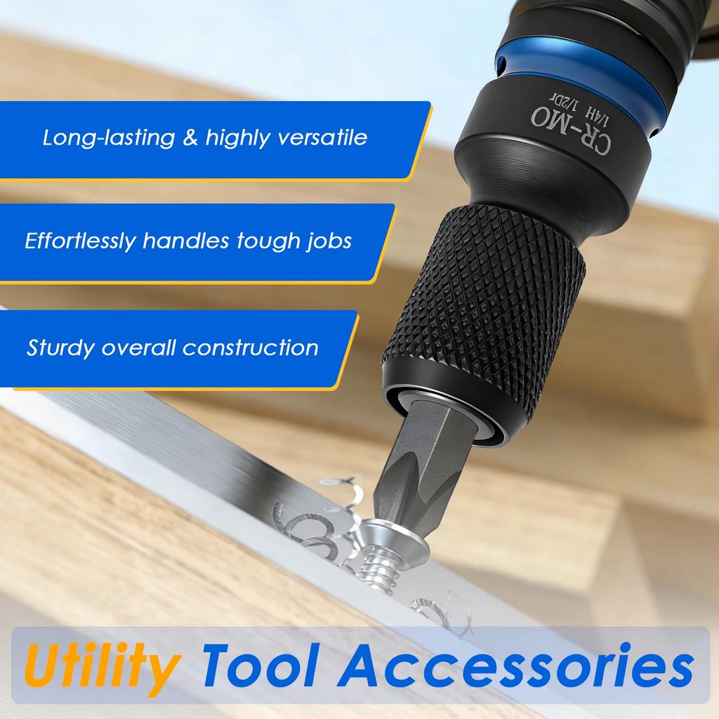 3Pcs Impact Hex Converter for Screwdriver Bit 1/2 3/8 1/4 Inch Square Drive to 1/4-Inch Quick Release Hex Socket Wrench Adapter