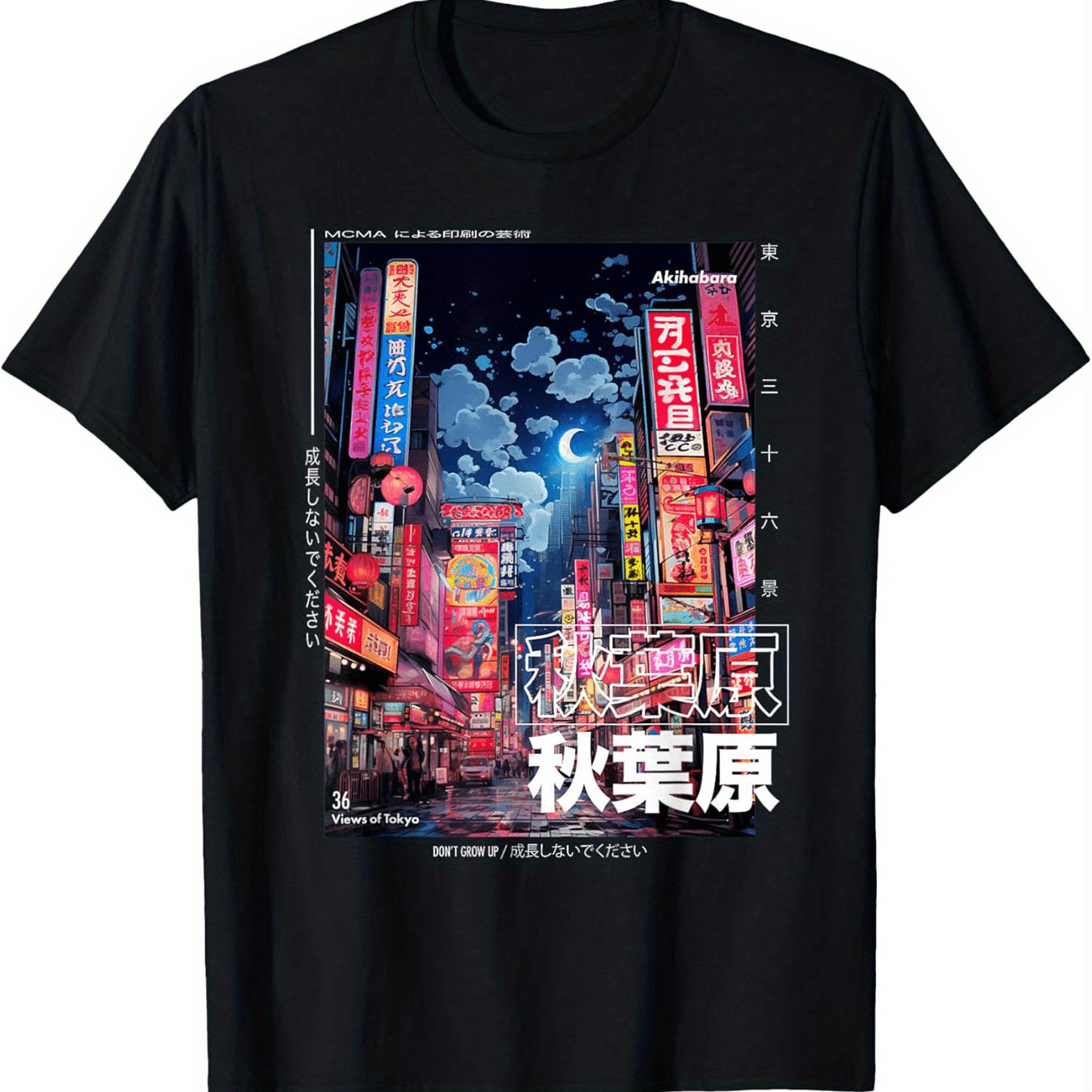 

Japanese Streetwear Retro Aesthetic Akihabara Tokyo Graphic T-Shirt Selected Pure Cotton Fun Design Pure Cotton Rich Patterns 4XL