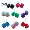 Plush Dice Pendant with Lanyard Vintage Charm Car Hanging Ornament Stress Relief Toy for Car Interior Rearview Mirror Decoration