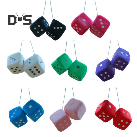 Plush Dice Pendant with Lanyard Vintage Charm Car Hanging Ornament Stress Relief Toy for Car Interior Rearview Mirror Decoration