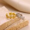 Marine Life Zircon Turtle Rings For Women Gold Color Stainless Steel Turtle Ring Summer Vacation Jewelry Wedding Gift