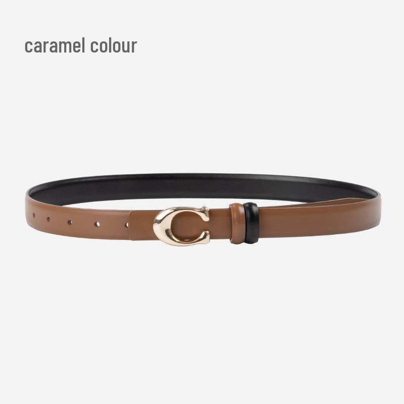 

Женский кожаный ремень с пряжкой в виде буквы C - Мода в корейском стиле, Универсальный декоративный ремень из натуральной кожи для осени и зимы 105 cm