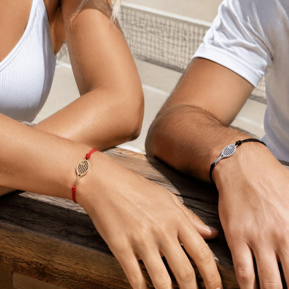 Sport Style Tennis Racket Bangle Stainless Steel Weave Rope Bracelet Sporty Accessories