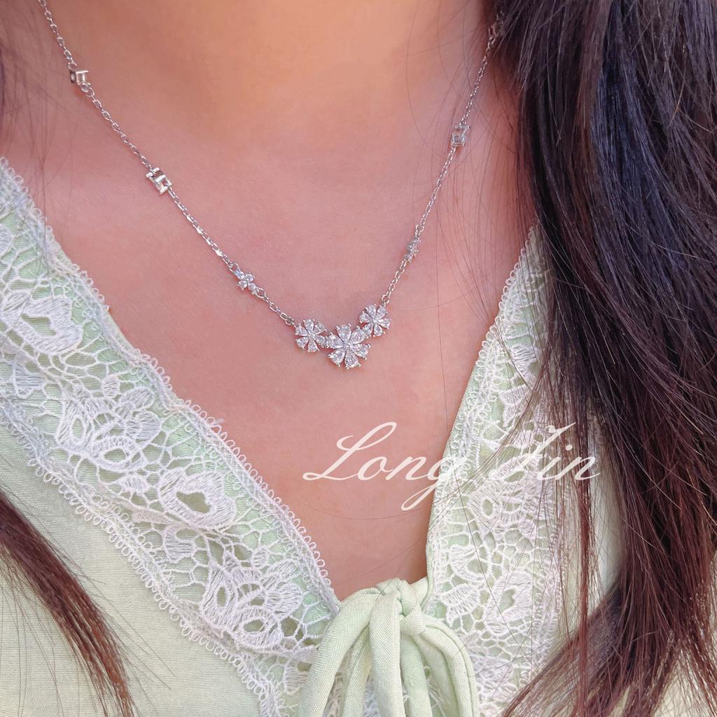 Leichter Luxus Vergissmeinnicht Blume Halskette Armband Voll von Diamanten und Blitz High-End Leichter Luxus Mode Halskette Schmuck