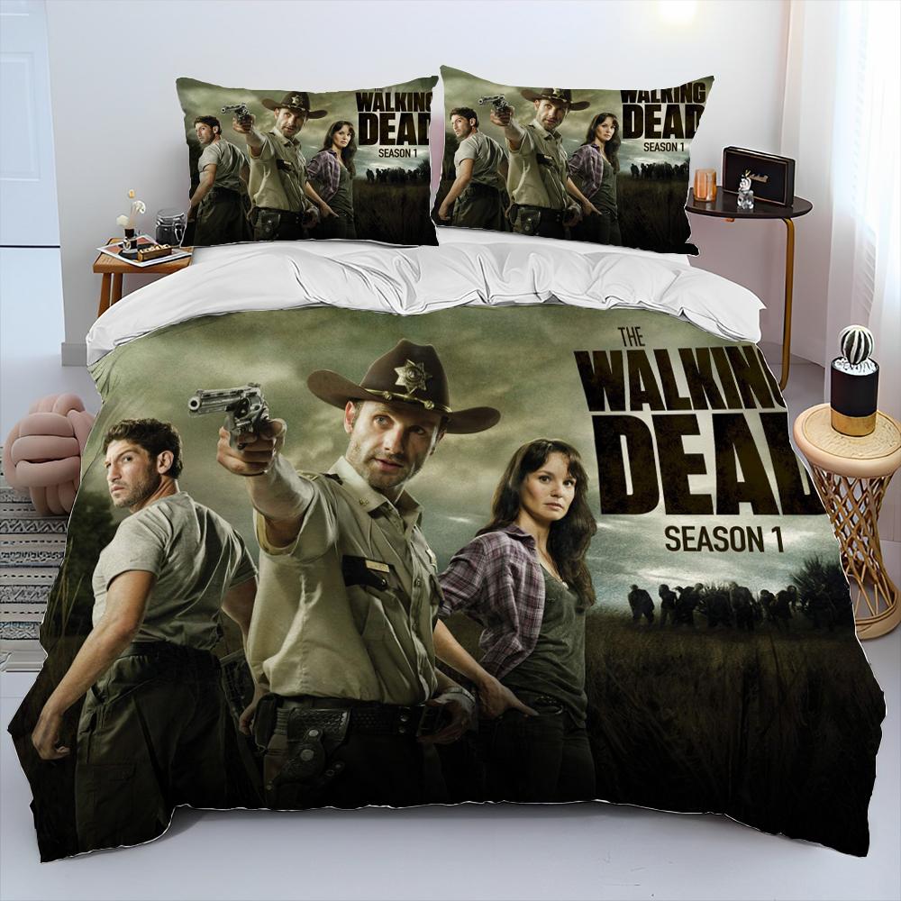 Skräck TV The Walking Dead Lincoln Påslakan Sängkläder Set Påslakan Sängset Täcke Örngott King Queen Storlek Sängkläder Set