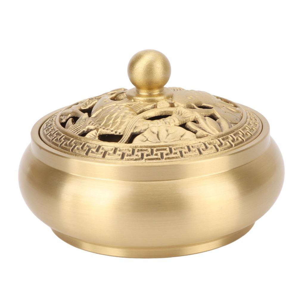 3pcs Easy Cleaning Incense Cone Holder With Lid Brass Incense Burner  For Home Yoga Spa Decor