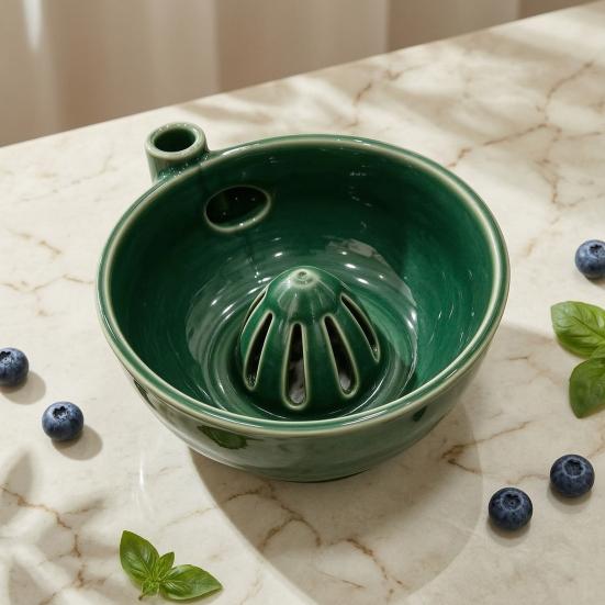 Keramik Beerenwaschschale, Selbstrotierende Hydraulische Vortex Obstreiniger mit Ablauf, Automatische Küchenobstwaschmaschine für empfindliche Beeren Erdbeeren