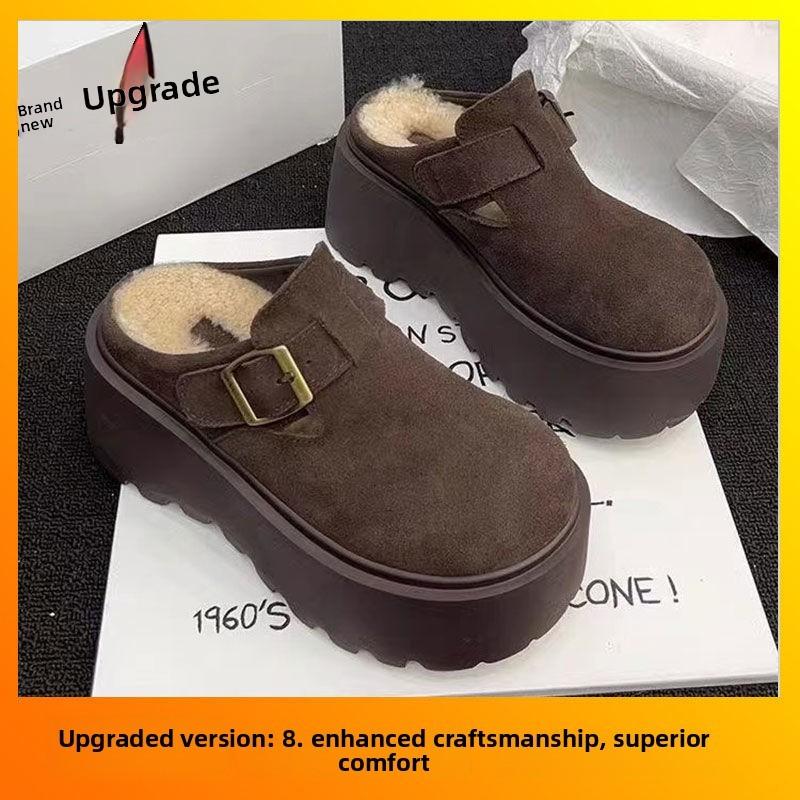 Unisex Faux Fur Lined Birkenstock Slide Sandals With Thick Soles For Winter And Autumn Wear